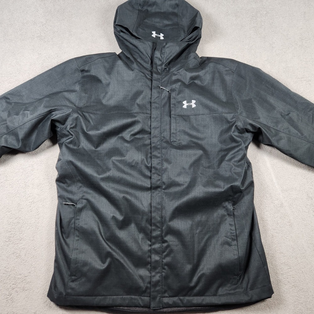 Under Armour ColdGear Hooded Loose Fit Full Zip Jacket Mens XL Black - Picture 2 of 10